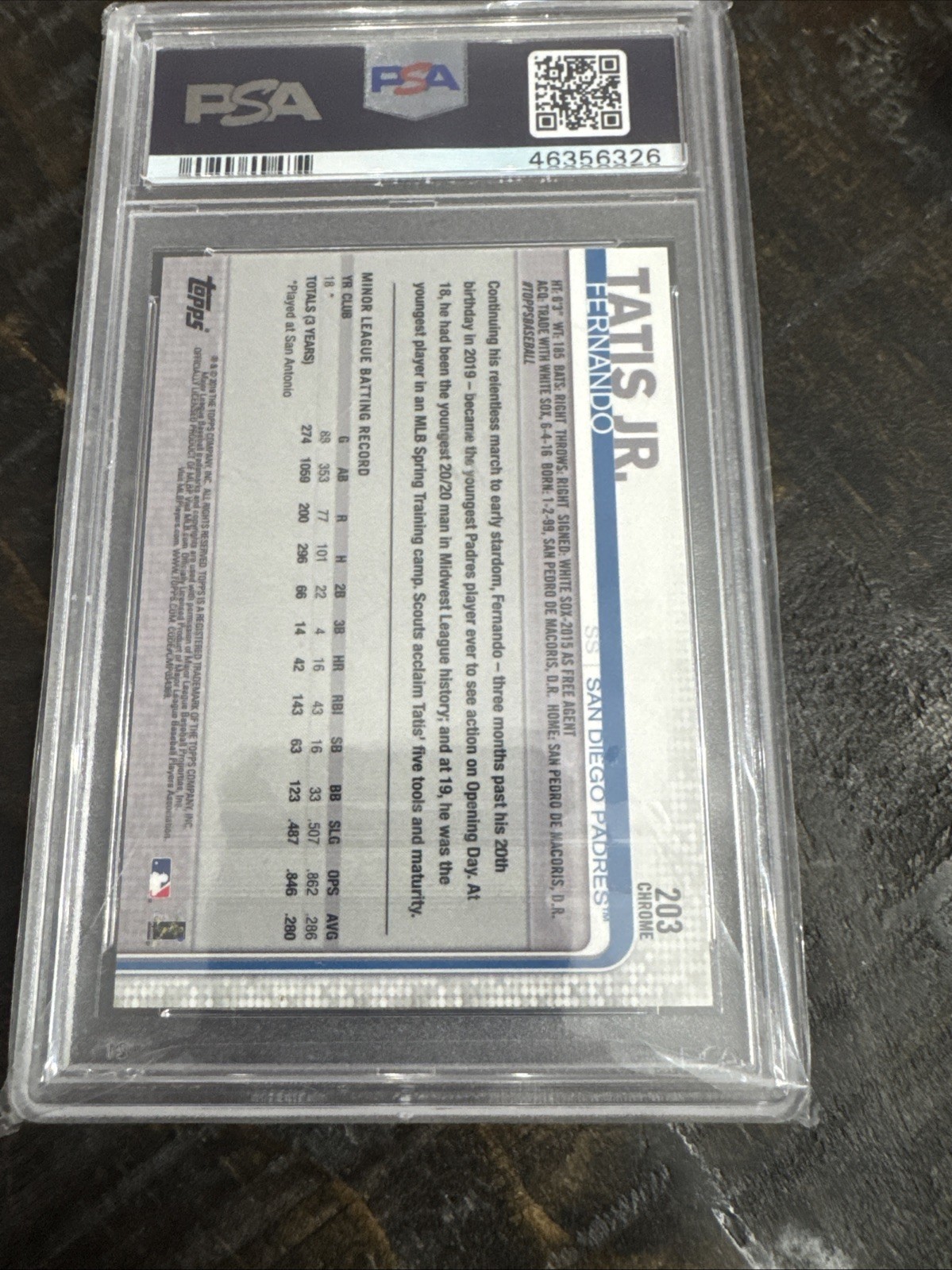 2019 Topps Chrome Fernando Tatis Jr. Rookie PSA 10 view 5