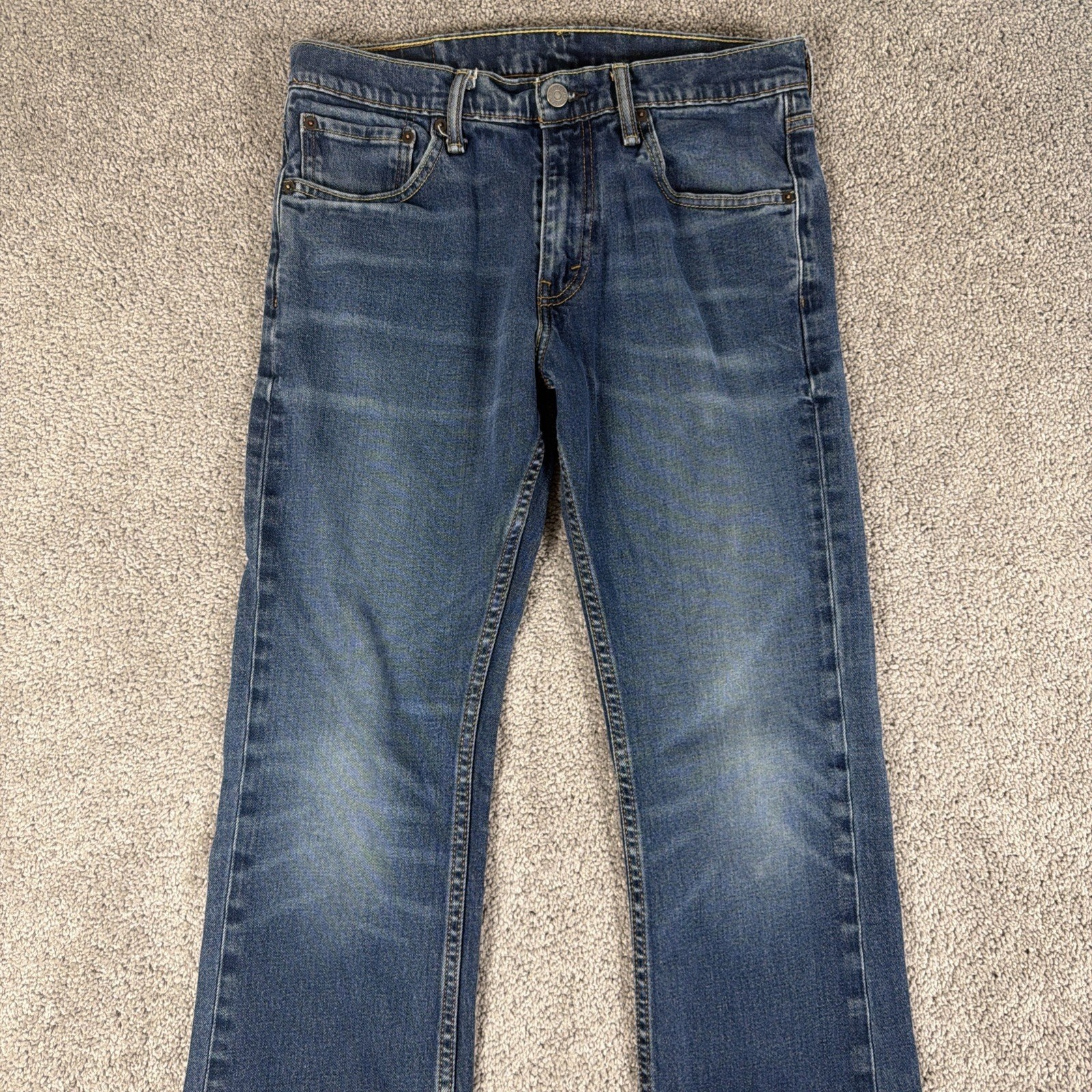 Levis 527 Jeans Mens 32x30 Whiskered Blue Wash Slim Bootcut Denim Western thumbnail 3