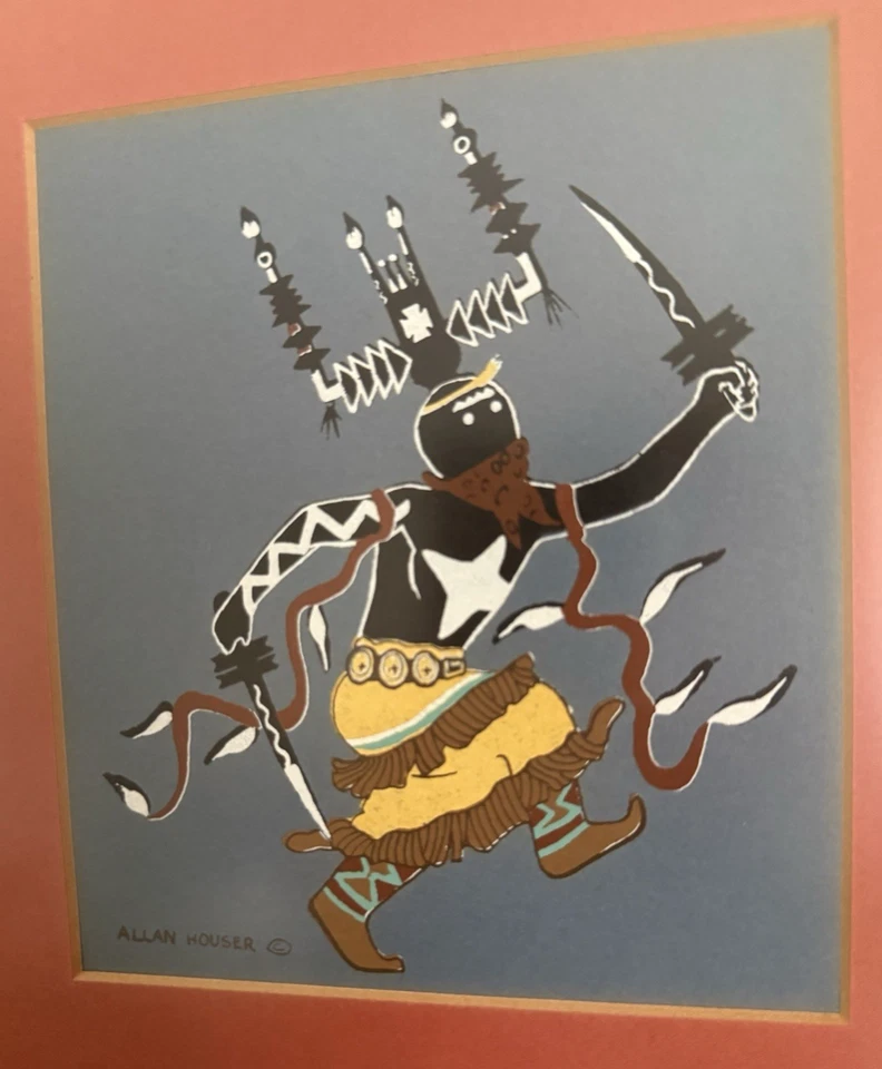 Pintura cantada vintage de bailarina espíritu apache Allan Houser Haozous (1914-1994) Foto 2 de 4