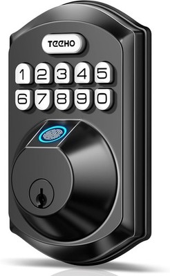 TEEHO TE002 Fingerprint Keypad Deadbolt Smart Door Lock, Black Matte 