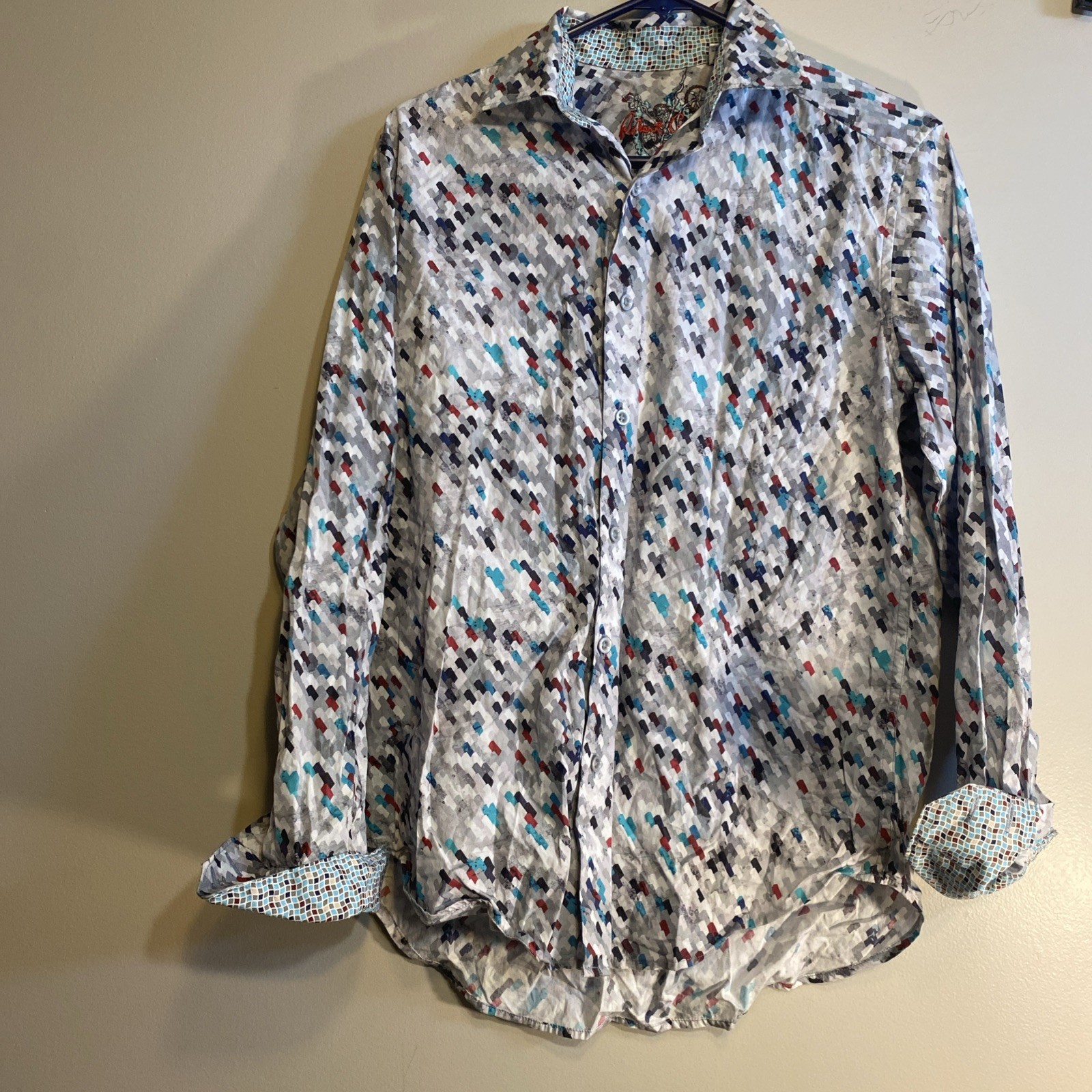 Robert Graham Shirt Mens Small Button Up Royal Arrival Flip Cuff Classic Fit