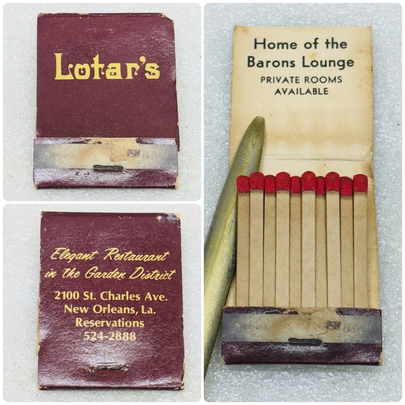 RARE‼ VTG‼ Lotar's Restaurant New Orleans LA Matchbook • FULL & UNSTRUCK‼