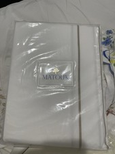 839 Matouk Italy New 1pc King Duvet Cover 500TC Percale Ansonia Embroid Almond