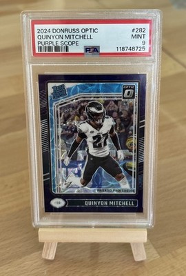 2024 Donruss Optic Quinyon Mitchell #282 Rookie Eagles Purple Scope Mint PSA 9