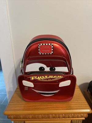 LOUNGEFLY DISNEY PIXAR CARS METALLIC LIGHTNING MCQUEEN COSPLAY BACKPACK  NWT