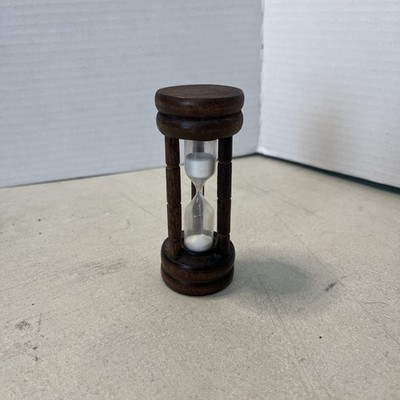 Vintage Wooden Egg Timer 3 Minute White Sand Filled Hourglass