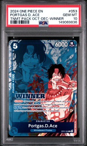 2024 ONE PIECE OP07-053 WINNER PACK 2024 OCT-DEC PROMO PORTGAS D ACE  PSA 10