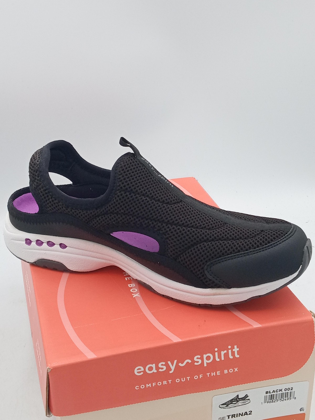 Easy Spirit SETRINA2 Shoes Womens Size 8 Black Mesh Slip On E360 Comfort Mule