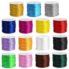 15 Rolls Satin Nylon String for Bracelets Making 1.5Mm Satin Rattail Cord for Be