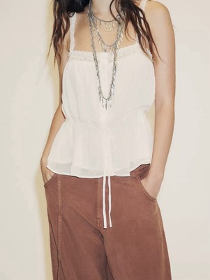 Zara Top Chiffon mit Spitze S rose NP:  29,95