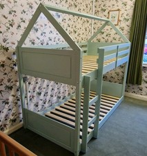 Miller Bunk Bed House Kids Frame Pastel Green Bunkbed Wooden Pine
