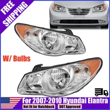 Headlights Assembly For 2007-2010 Hyundai Elantra Chrome Housing Amber Reflector