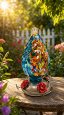 Hand Blown Glass Humming Bird Feeder RC40B