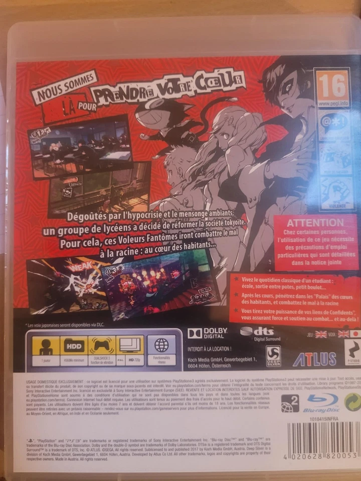 Persona 5 p5 Playstation 3 - Pal Fr, photo 3 sur 3