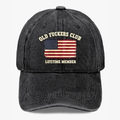 Old F*ckers Club Hat Lifetime Member Funny USA Flag Dad Baseball Cap