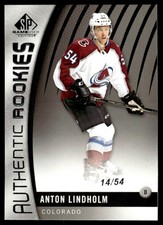 2017-18 SP Game Used Anton Lindholm Rookie 14/54 Colorado Avalanche #154