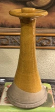 Hand Crafted ROWE POTTERY WORKS-Mustard Yellow/Taper Candle Holder-c 1994-9.75”H