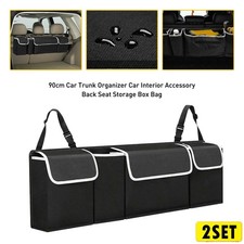 2Set 600D Car Oxford Back Storage Seat Trunk Bag Organizer Parts Accessories Bla