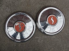 Studebaker 1962 Red Center Dog Dish Hub Caps - Pair Of Rollers Studebaker 1962 Red Center Dog Dish Hub Caps - Pair Of Rollers