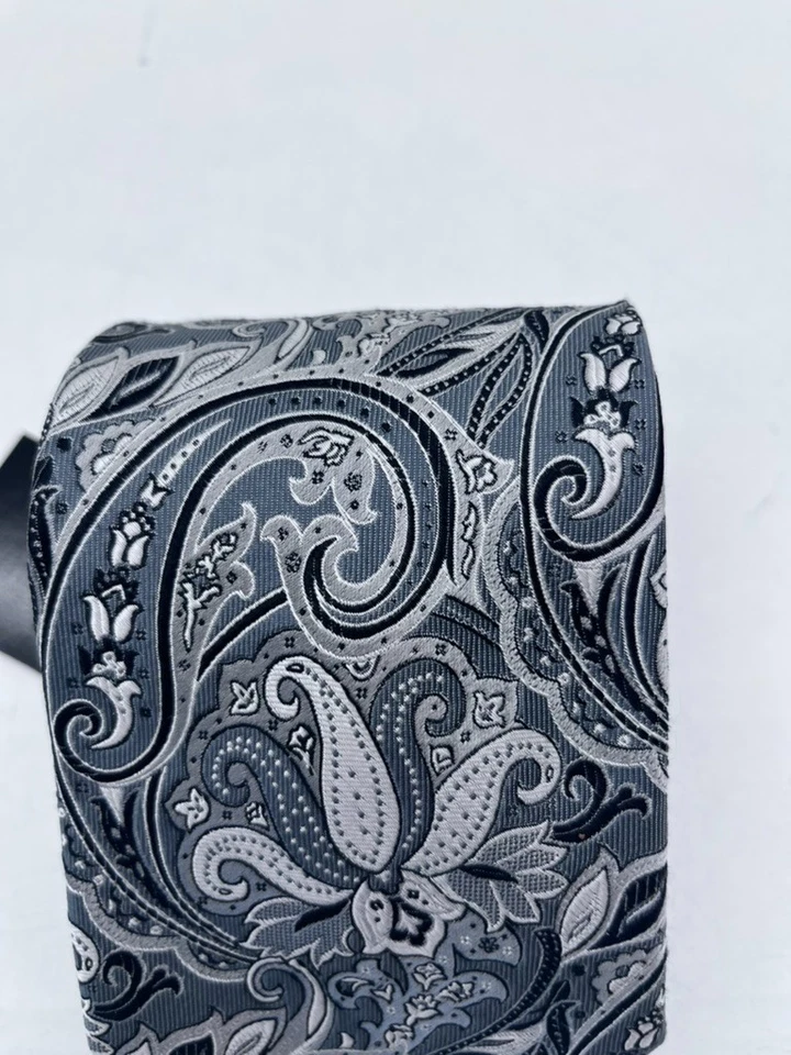 NUEVO CON ETIQUETAS JOS A BANK Signature Collection Corbata de Seda Tejida Floral Gris Paisley 59"X3.5" Foto 2 de 4