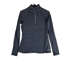 Eddie Bauer Womens Jacket Gray Black 1/4 Zip Outdoor Pullover Cotton Blend M
