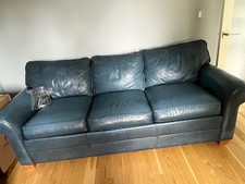 Ethan Allen blue leather sleeper sofa