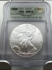 1998 $1 AMERICAN SILVER EAGLE ICG MS70 GREEN LABEL