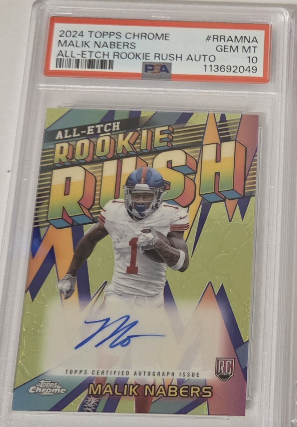Malik Nabers Topps Chrome All-Etch Rookie Rush Autographs #RRAMNA Base