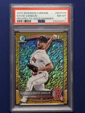 2025 Bowman Chrome Prospects David Sandlin, #BCP-195 Gold Shimmer 24/50 PSA 8