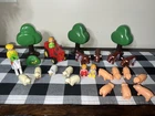 Large Playmobil Mixed Lot Vintage Farm Animals Figures Trees Cows Sheep Pigs