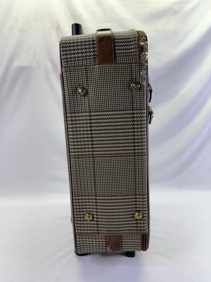 Equipaje de mano vintage Polo Ralph Lauren con adornos de cuero marrón a cuadros 22" Foto 4 de 4