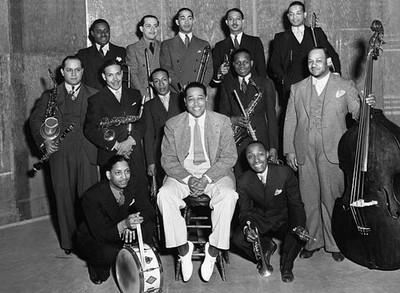 Duke Ellington band at Paramount Studios Hollywood during producti- Old Photo