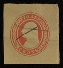 CKStamps: US Cut Square Stamps Collection Scott#U2 Used Horizontal Laid Paper