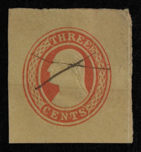 CKStamps: US Cut Square Stamps Collection Scott#U2 Used Horizontal Laid Paper