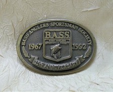 Bass Anglers Sportsman Society 25th Anniversary Vintage Belt Buckle 1992 BASS