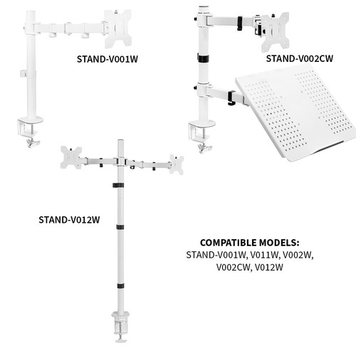 VIVO White Heavy Duty Desk Clamp for Computer Monitor Mount, Sturdy 4" C-clamp - Picture 3 of 3