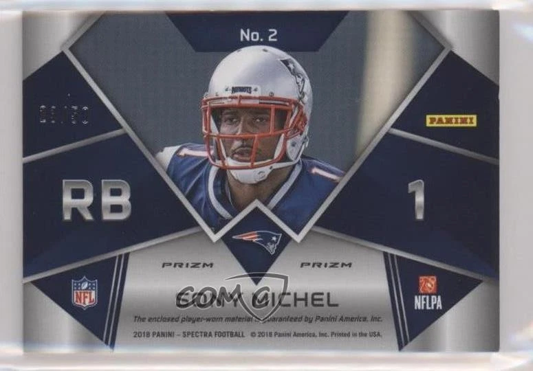 2018 Spectra Monumental Memorabilia Neon Green Prizm /50 Sony Michel Rookie RC - Image 2 of 2