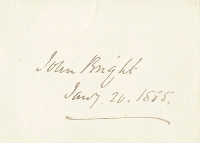 JOHN BRIGHT - SIGNATURE(S) 01/20/1885