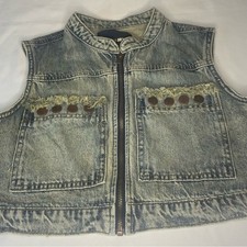 Fashion Nova Kids Blue Denim Vest with Frayed Accents
