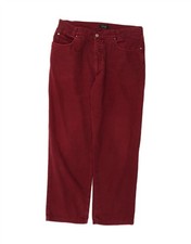 VERSACE Mens Straight Casual Trousers W38 L29 Burgundy Cotton BO02