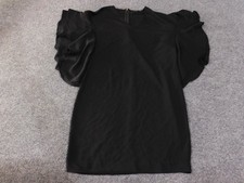 Lauren Ralph Lauren Dress Womens 12 Black Flutter Ruffle Sleeve Shift Cocktail