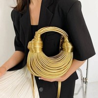 Fashionable Women Handbag Elegant Luxury Evening Clutch Rope Knotted Design NEW