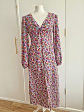 Topshop Tea Dress 10 Vintage Floral Long Sleeve Open Back Wedding Party