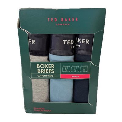 Ted Baker Herren Boxershorts 3er Pack Atmungsaktiv Stretch Komfort Baumwolle Größe M