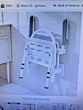 Newtry Wall Mount Folding Shower Chair w/ Arm Rest, back and adjustable legs