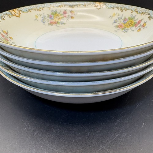 Vintage Noritake Lanare 7.5” Soup Bowls Set of 5 Floral China Japan 1950s - Picture 2 of 5