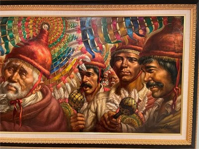 Large ORIGINAL PAINTING listed artist Virginia Dan,  beautiful colors, Mongolia