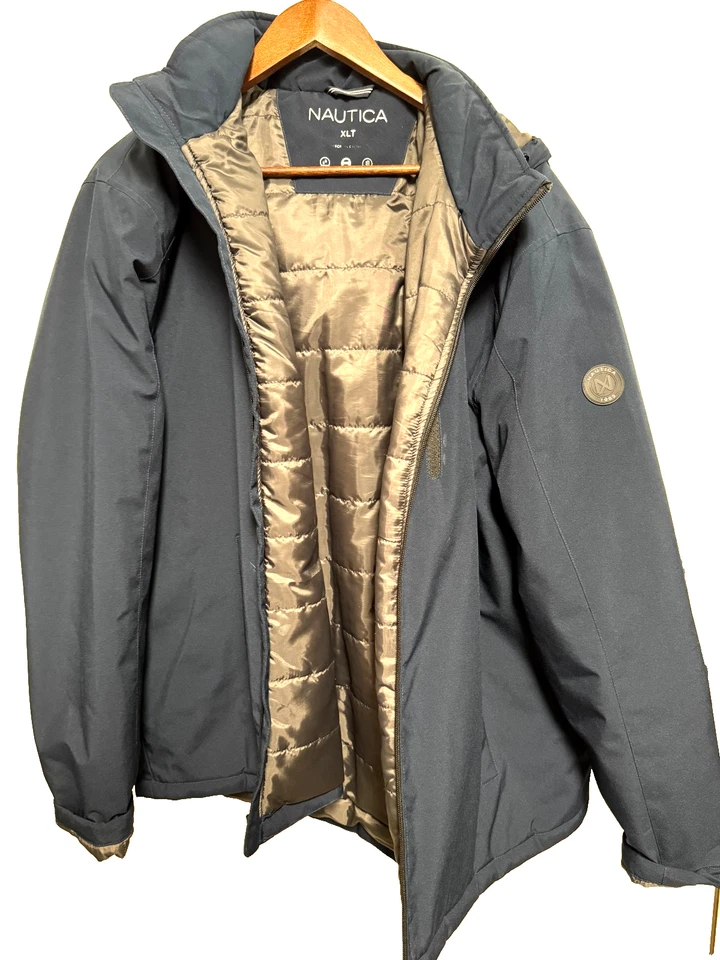 Chaqueta de invierno con capucha Nautica para hombre talla XLT azul abrigo con cremallera Foto 2 de 4