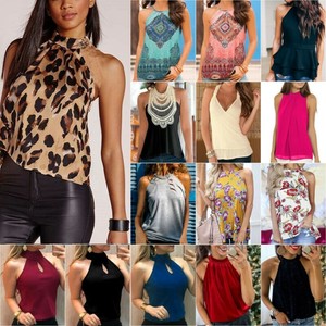 Women-Summer-Halter-Neck-Cami-Vest-Shirt-Party-Loose-Sleeveless-Tank-Tops-Blouse