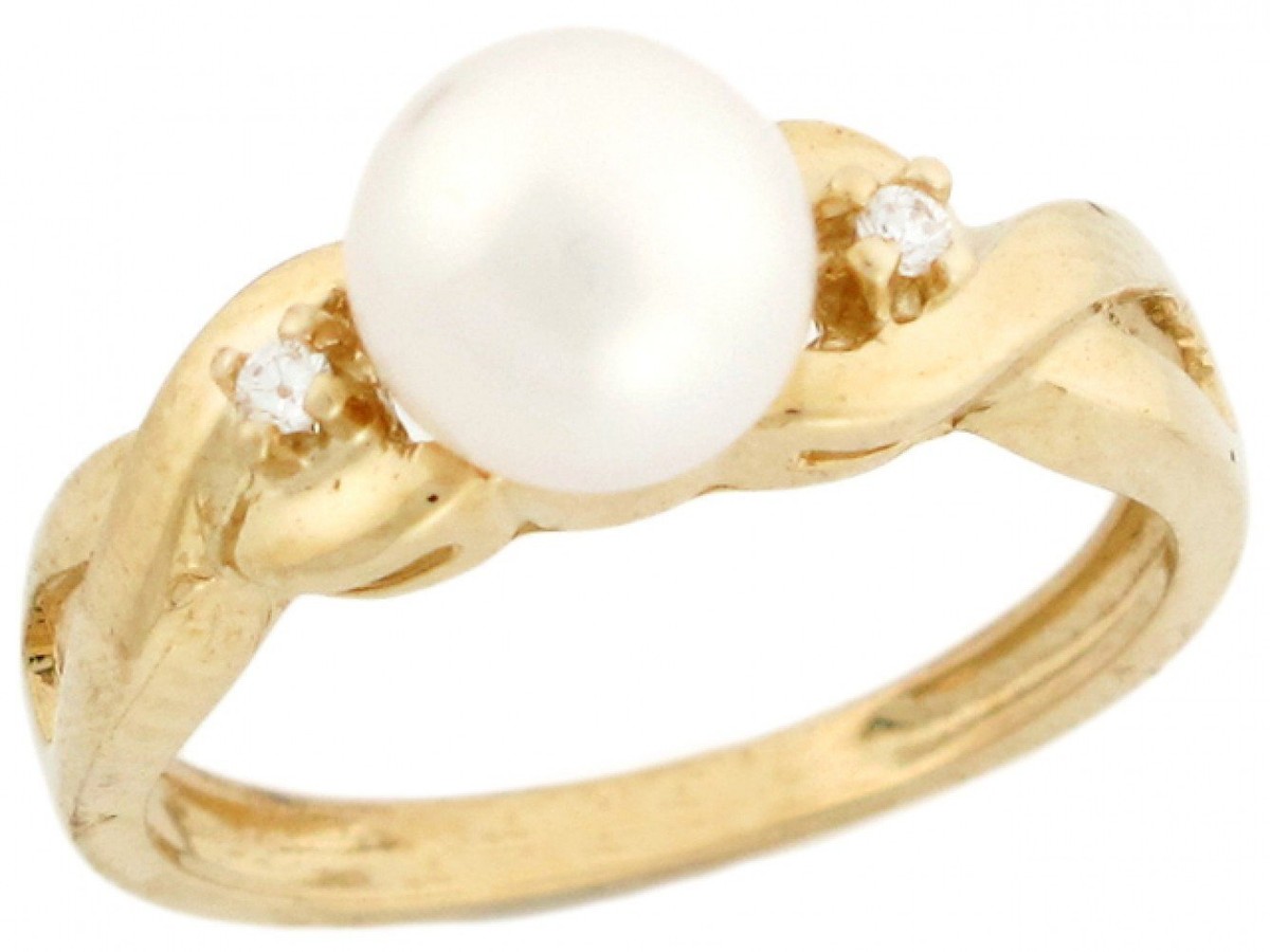 10k or 14k Solid Yellow Gold CZ Freshwater Cultured Pearl Infinity
